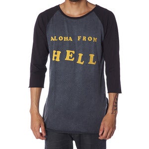 Image of ALOHA FROM HELL RAGLAN | ACID BLACK | BLACK 