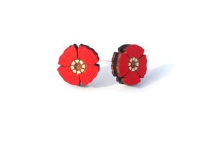 Image of Red Flower Earrings