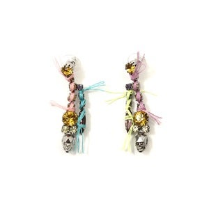 Image of Split Personality Crystal Earrings W/Threads - Mimosa/Lavender