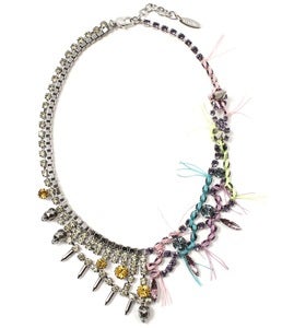 Image of Split Personality Crystal Necklace W/Threads - Mimosa/Lavender