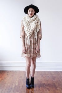 Image of belleville shawl /cowl of thick & thin  wool (shown in  natural)