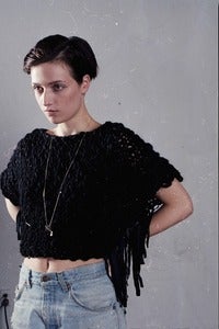 Image of welland merino wool sweater w/ leather tassles