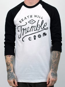 Image of DEATH WILL TREMBLE RAGLAN (White/Black)