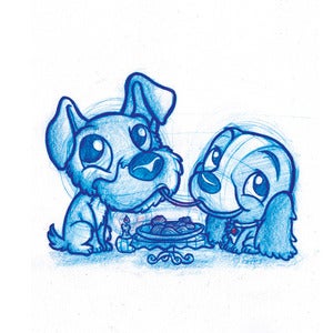 Image of Lady and the Tramp A5 Print! *FREE SHIPPING!*