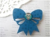 Image of Blue Wooden Bow Hairclip