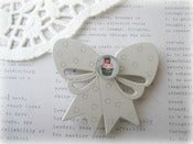 Image of White Wooden Bow Hairclip