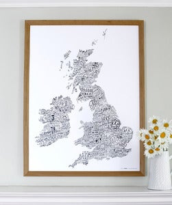 Image of Word Map of the British Isles (Blue-Black)