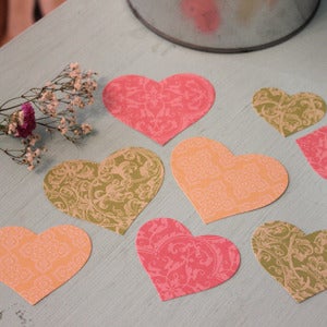Image of Pack 9 Corazones de Papel Damasco