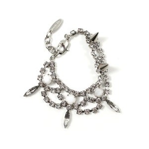 Image of Let Them Eat Cake Crystal Asymmetrical Bracelet W/Spikes - Silver/White