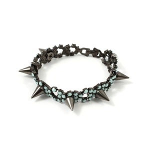 Image of Let Them Eat Cake Crystal Bracelet W/ Spikes - Black/Mint