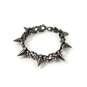 Image of Let Them Eat Cake Crystal Bracelet W/Spikes - Black/Rose