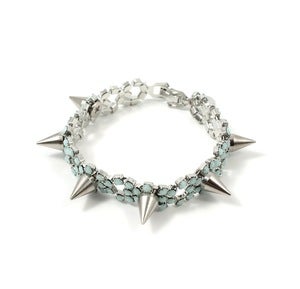 Image of Let Them Eat Cake Crystal Bracelet W/Spikes - Silver/Mint