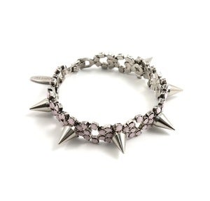 Image of Let Them Eat Cake Crystal Bracelet W/Spikes - Silver/Rose