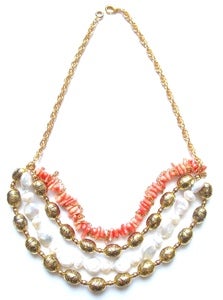 Image of Coral & Pearl Fiesta Necklace