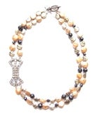 Image of Peach Pearls & Bow Necklace