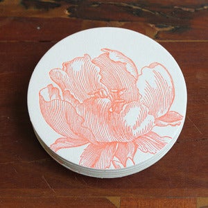 Image of Letterpress Orange Tulip Coasters