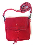 Image of No.90009 mini messenger bag. red suede