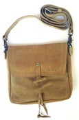 Image of No.90009 mini messenger bag. sand suede