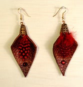 Image of Red Feather Leaf earrings