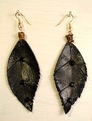 Image of Black Leather Leaf earrings