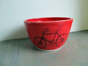 Image of Large Red Bicycle Bowl