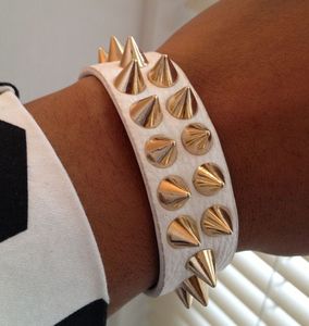 Image of White Multi Row Spiked Bracelet
