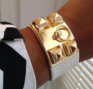 Image of White Pyramid Vegan Leather Bracelet