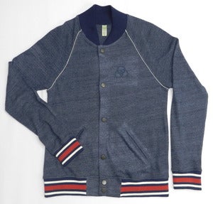 Image of Cashmere Baseball Jacket True Navy/ Ivory/ True Red