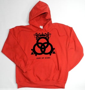 Image of Red Hooded Sweatshirt Black Logo