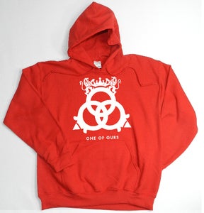 Image of Red Hooded Sweatshirt White Logo