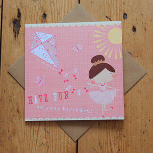 Image of Carnival Kids -  Ballerina And Kite Birthday Card
