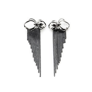 Image of Spider Drape Chain Earrings Black, Gold