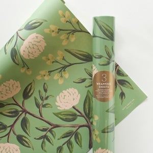 Image of Papel de regalo - Flores verdes