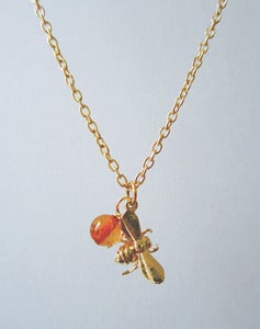 Image of Bumbling Along Bee and Amber Necklace