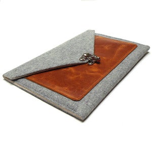 Image of iPad Mini case in gray tweed
