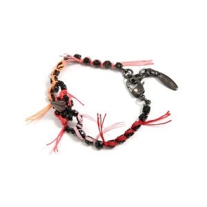 Image of Let Them Eat Cake Crystal & Spike BFF Bracelet W/Pink Combo Threads - Jet/Pink Combo