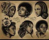 Image of Black Pinup Ladyhead Sheet