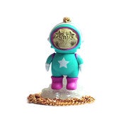 Image of Ron English Chris Brown Astronaut Skull Star Necklace Turquoise Dum English