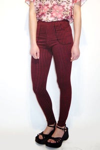 Image of high-waisted cherry gingham leggings