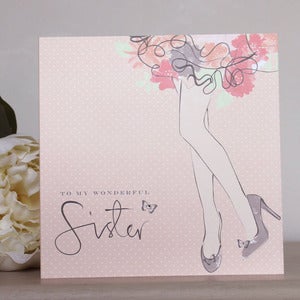 Image of 'Wonderful Sister' Hand Embellished Card