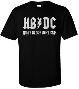 Image of HB/DC HONEY BADGER DON'T CARE AC/DC ROCK N' ROLL PARODY SILVER INK T-SHIRT