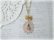 Image of Gold Bunny on Pink Frame Necklace