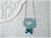 Image of MOP Bird on Blue Frame Necklace