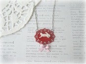 Image of MOP Bunny in Red Frame Necklace