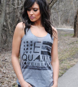 Image of Eqality Distressed Racerback Tank