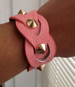 Image of Pink Spiked Vegan Leather Bracelet