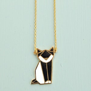 Image of Origami Fox Necklace in Black 