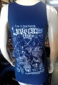 Image of love 4 year anniversary campout blue tank top silver print