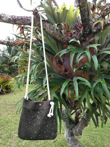 Image of vintage french linen canvas small cross shoulder bag purse - sea faring sling "x factor"