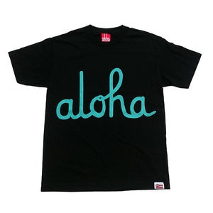 Image of ALOHA ARMY - ALOHA SCRIPT TEE (BLK/TIFFANY)